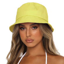 将图片加载到图库查看器,Sydbecs Solid Color Bucket Hat for Women Men, Reversible Cotton Summer Sun Beach Fishing Cap(Yellow)
