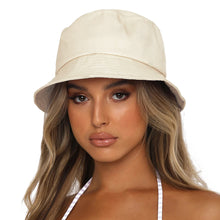 将图片加载到图库查看器,Sydbecs Solid Color Bucket Hat for Women Men, Reversible Cotton Summer Sun Beach Fishing Cap(Beige)