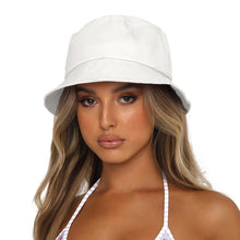 将图片加载到图库查看器，Sydbecs Solid Color Bucket Hat for Women Men, Reversible Cotton Summer Sun Beach Fishing Cap(White)
