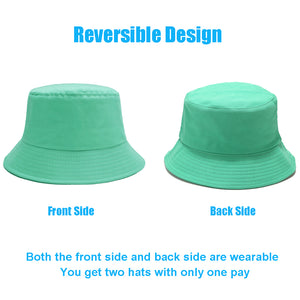 Sydbecs Solid Color Bucket Hat for Women Men, Reversible Cotton Summer Sun Beach Fishing Cap(Green)