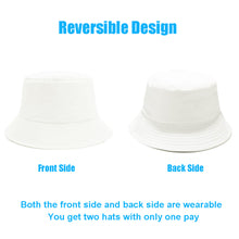 将图片加载到图库查看器，Sydbecs Solid Color Bucket Hat for Women Men, Reversible Cotton Summer Sun Beach Fishing Cap(White)
