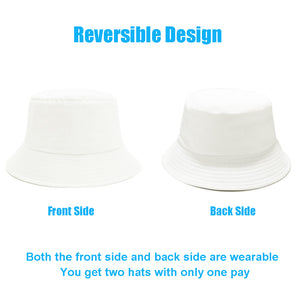 Sydbecs Solid Color Bucket Hat for Women Men, Reversible Cotton Summer Sun Beach Fishing Cap(White)