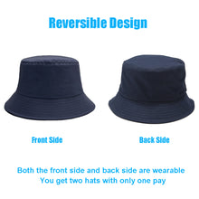 将图片加载到图库查看器，Sydbecs Solid Color Bucket Hat for Women Men, Reversible Cotton Summer Sun Beach Fishing Cap(Navy)
