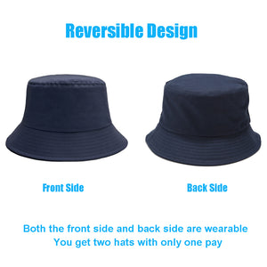 Sydbecs Solid Color Bucket Hat for Women Men, Reversible Cotton Summer Sun Beach Fishing Cap(Navy)