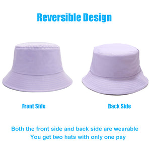 Sydbecs Solid Color Bucket Hat for Women Men, Reversible Cotton Summer Sun Beach Fishing Cap(Lavender)
