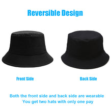 将图片加载到图库查看器，Sydbecs Solid Color Bucket Hat for Women Men, Reversible Cotton Summer Sun Beach Fishing Cap(Black)
