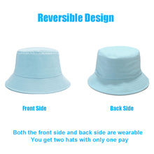 将图片加载到图库查看器，Sydbecs Solid Color Bucket Hat for Women Men, Reversible Cotton Summer Sun Beach Fishing Cap（Sky Blue）
