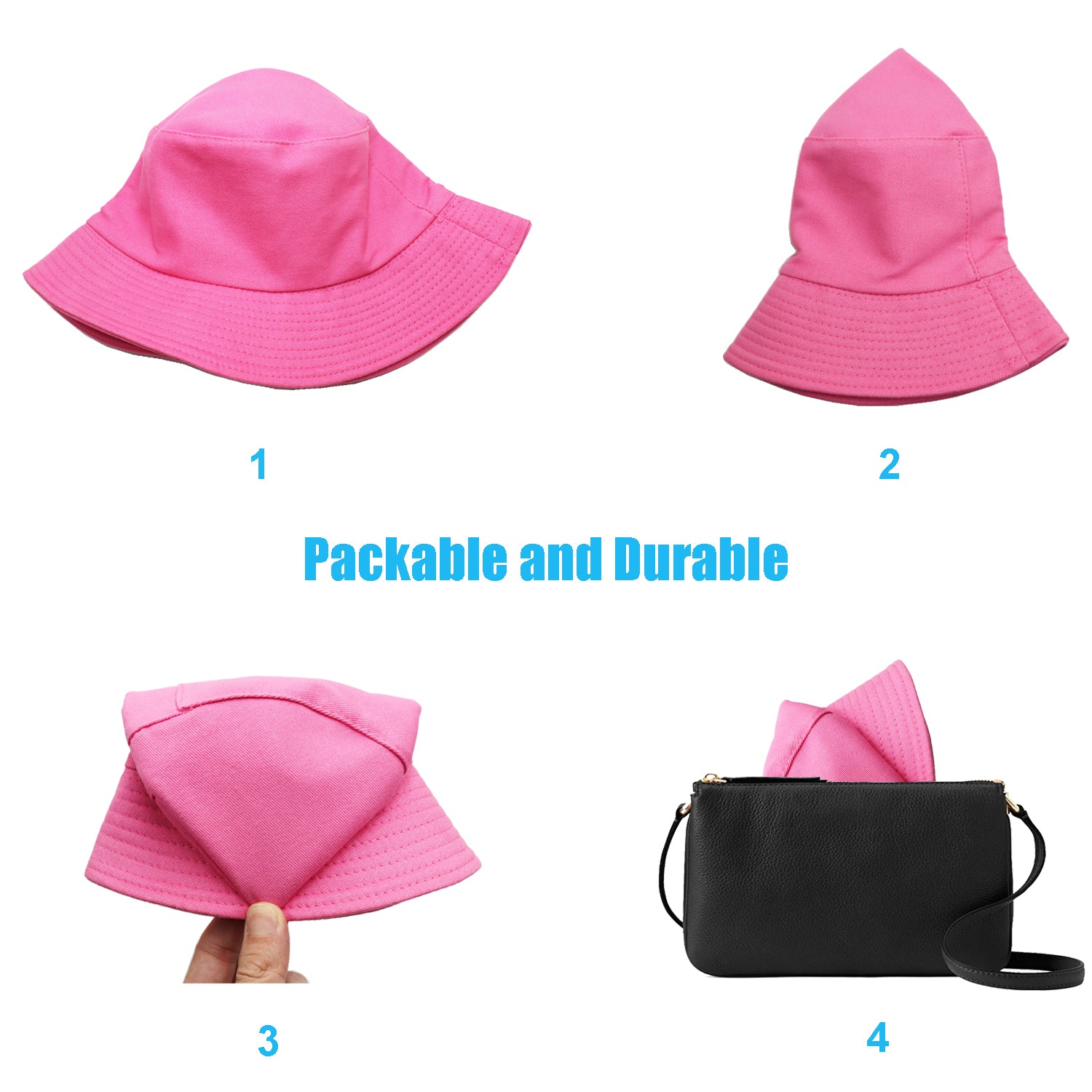 Sydbecs Solid Color Bucket Hat for Women Men, Reversible Cotton