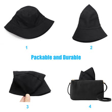 将图片加载到图库查看器，Sydbecs Solid Color Bucket Hat for Women Men, Reversible Cotton Summer Sun Beach Fishing Cap(Black)
