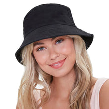 将图片加载到图库查看器，Sydbecs Solid Color Bucket Hat for Women Men, Reversible Cotton Summer Sun Beach Fishing Cap(Black)
