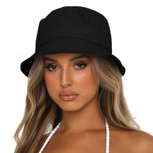 将图片加载到图库查看器，Sydbecs Solid Color Bucket Hat for Women Men, Reversible Cotton Summer Sun Beach Fishing Cap(Black)
