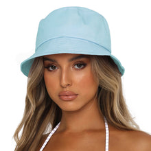 将图片加载到图库查看器，Sydbecs Solid Color Bucket Hat for Women Men, Reversible Cotton Summer Sun Beach Fishing Cap（Sky Blue）
