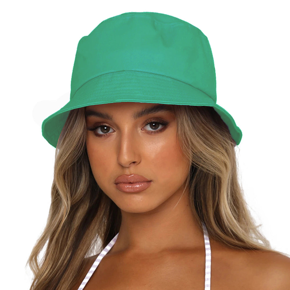 Sydbecs Solid Color Bucket Hat for Women Men, Reversible Cotton Summer Sun Beach Fishing Cap(Green)